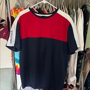 Nautica Red and Navy Block Tee